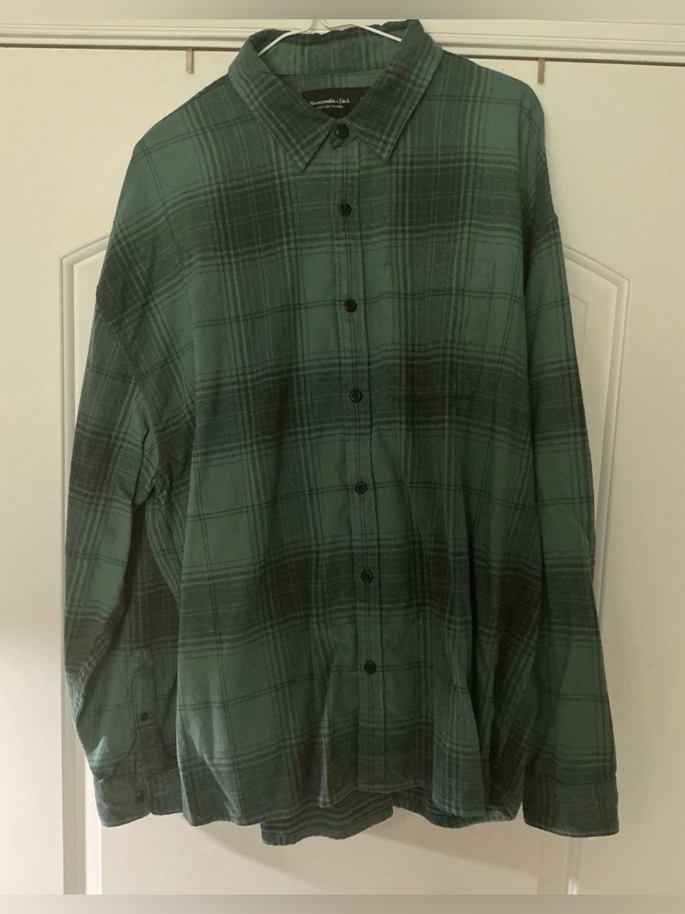 Size XXL - Abercrombie & Fitch Soft Cotton Green Plaid Button Flannel Shirt